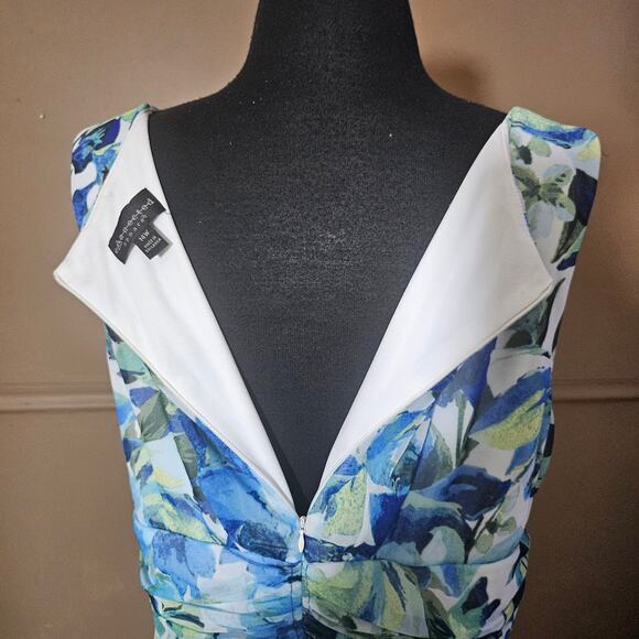 Connected floral blue , green dress sleeveless v neck sz 14W - Picture 5 of 10